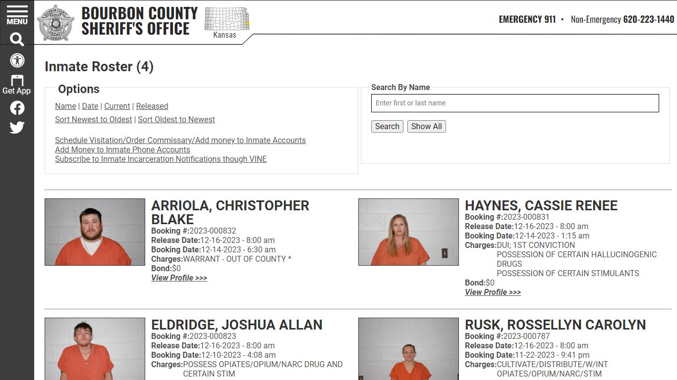 Inmate Roster - Bourbon County KS Sheriff’s Office