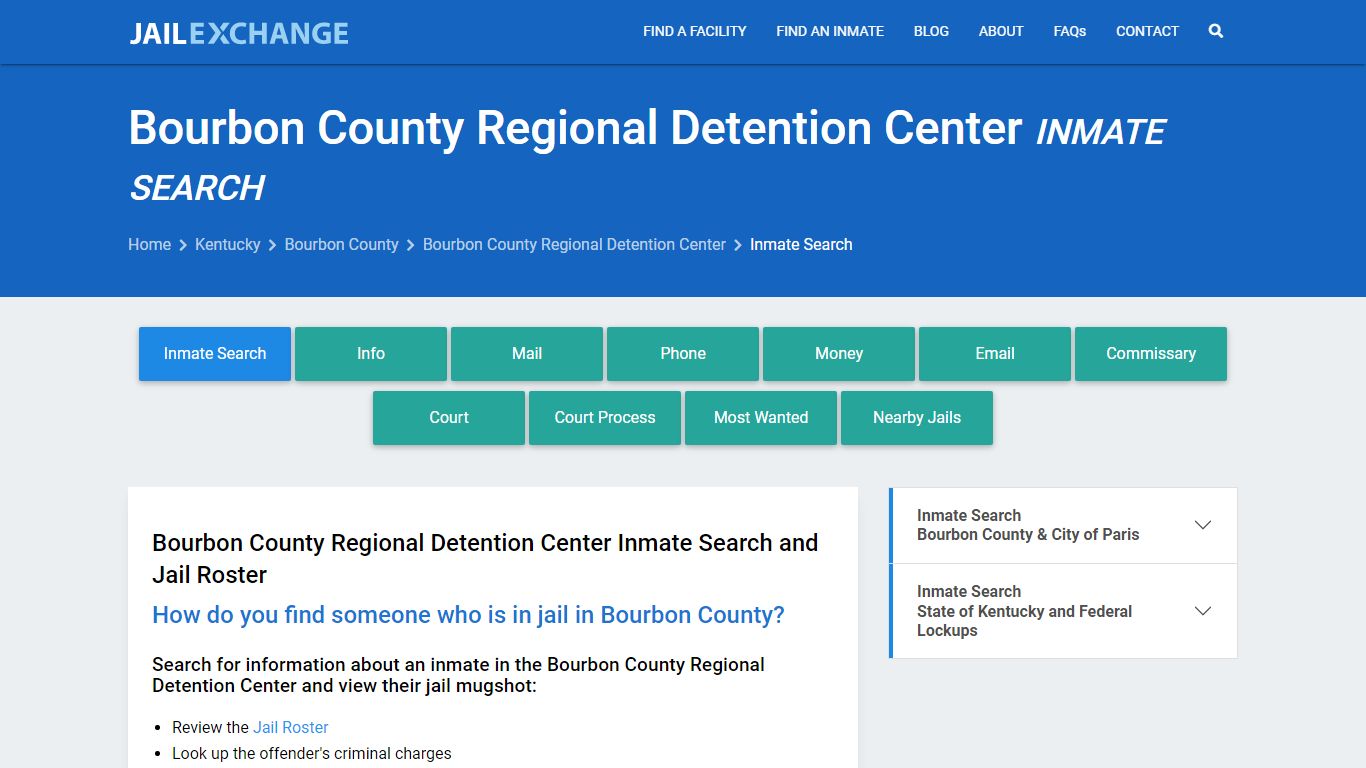 Bourbon County Regional Detention Center Inmate Search - Jail Exchange