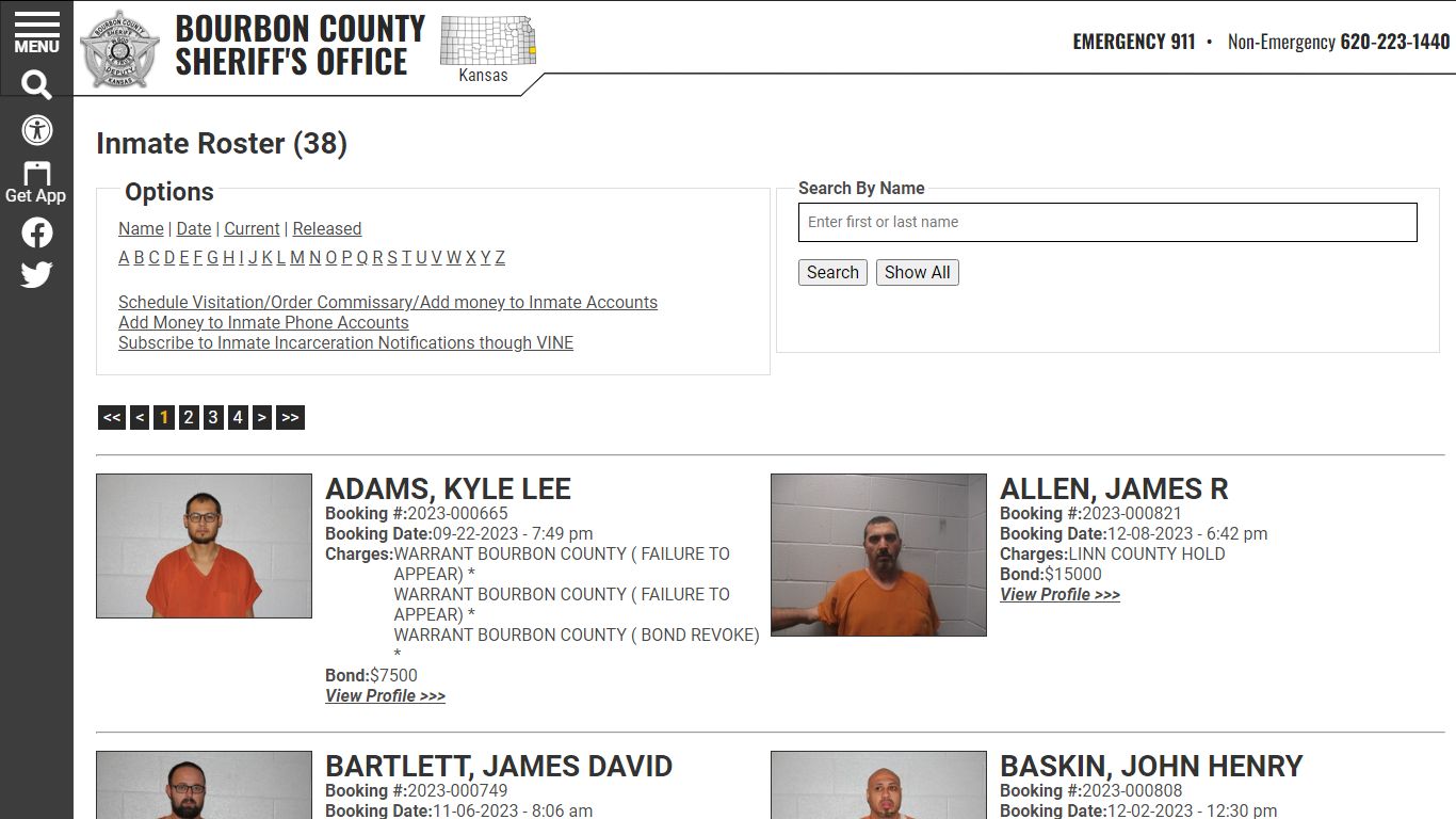 Inmate Roster - Current Inmates - Bourbon County KS Sheriff’s Office